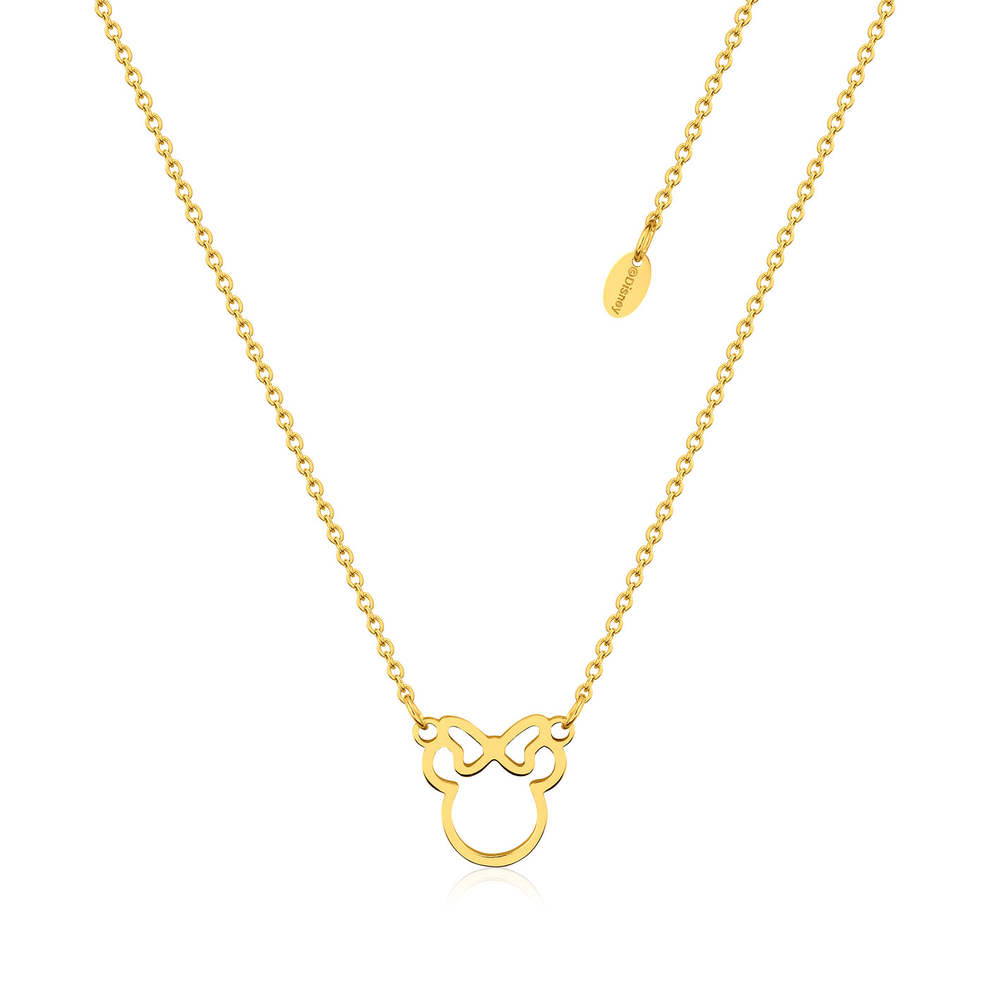 Yellow Gold Plated Minnie Mouse Outline Necklace
