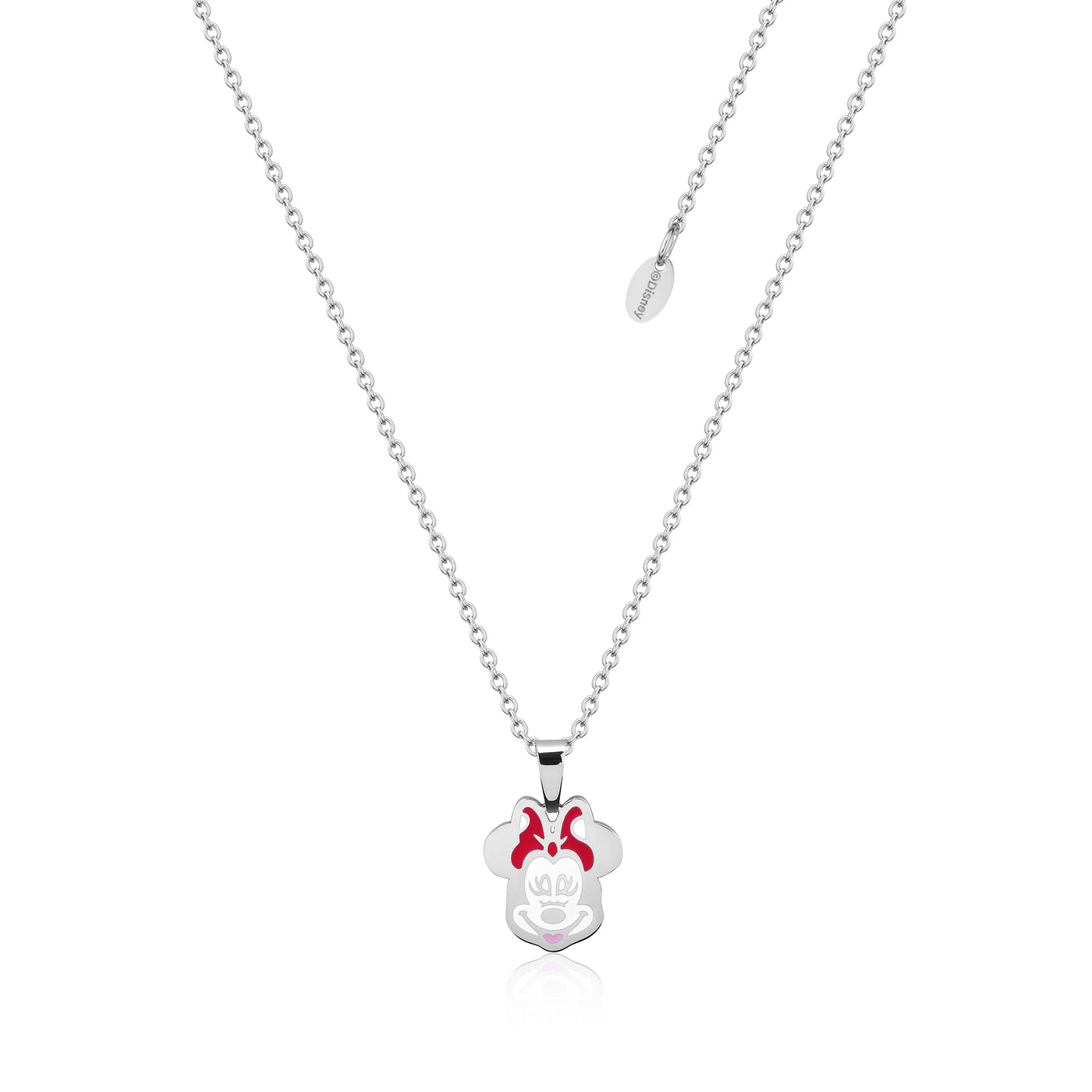 Silver Minnie Mouse Enamel Necklace