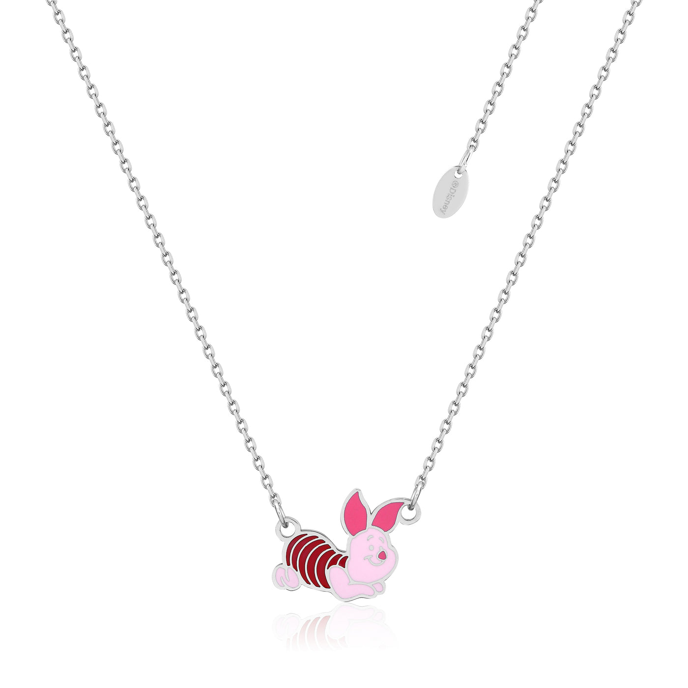 Silver Winnie the Pooh Piglet Enamel Necklace