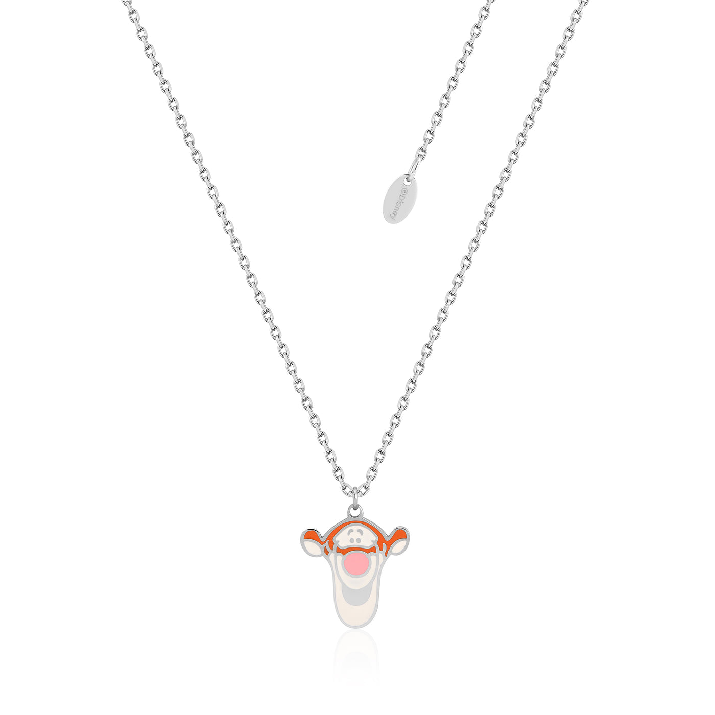 Silver Tigger Face Enamel Necklace