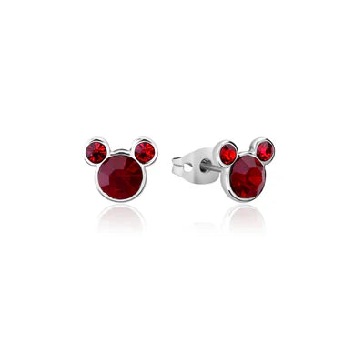 Silver Mickey Mouse Birthstone Earrings January
