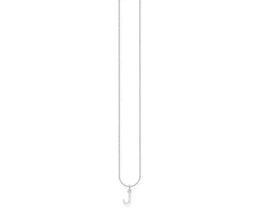 Sterling Ssilver CZ Letter 'J' Necklace 38-45cm