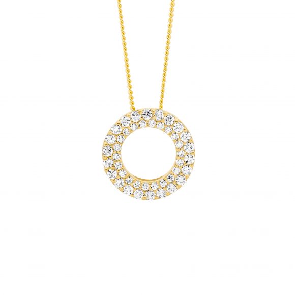 Sterling Silver Cubic Zirconia Open Circle Pendant Necklace