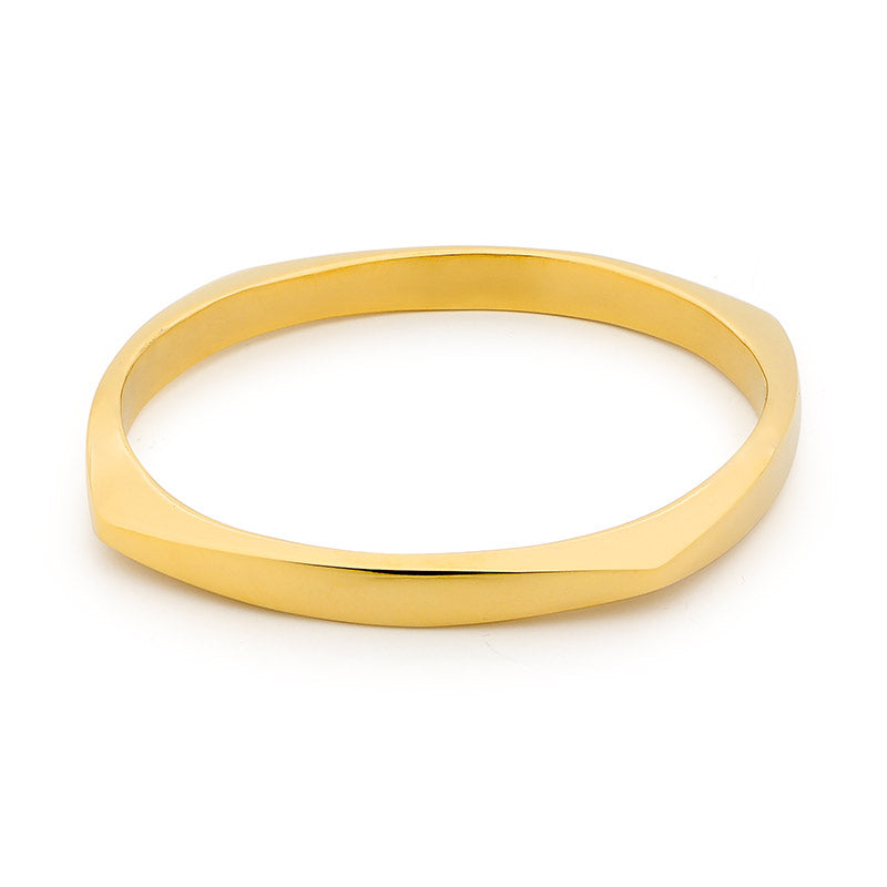Stainless Steel Square Edge Bangle 18ct IP Gold Plating 65cm
