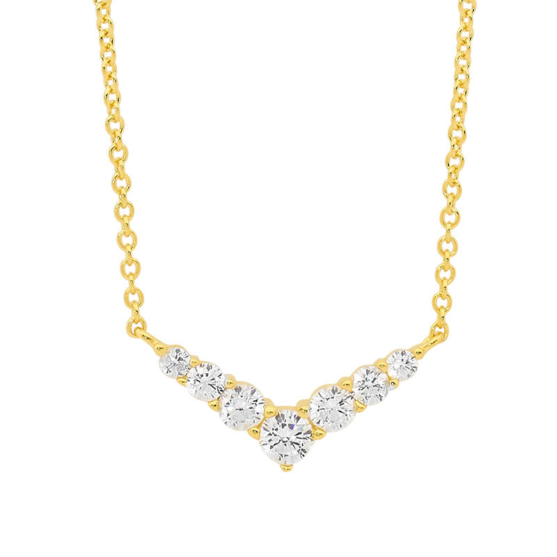 Cubic Zirconia V Shape Necklet