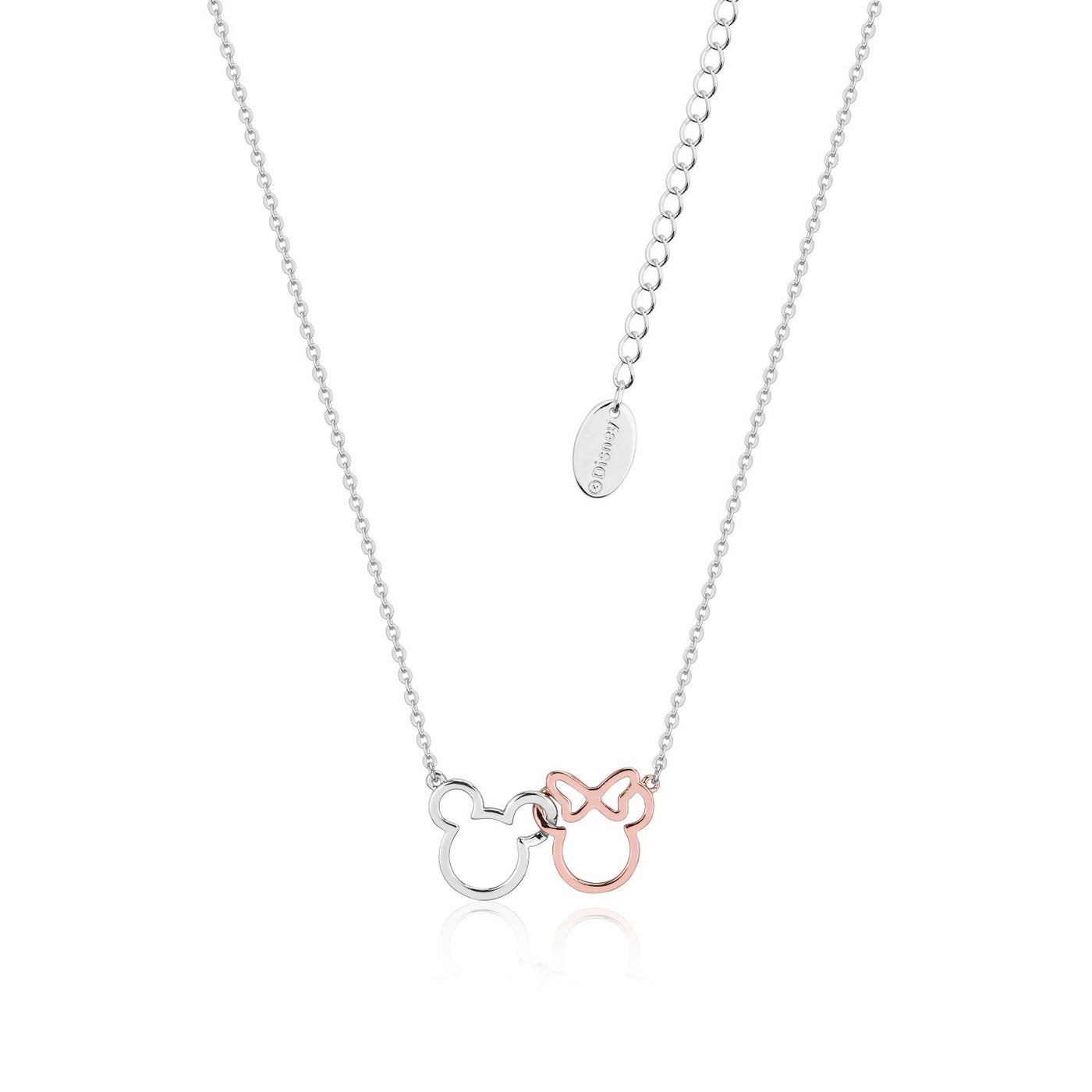 White Gold Gold Mickey & Minnie Necklace