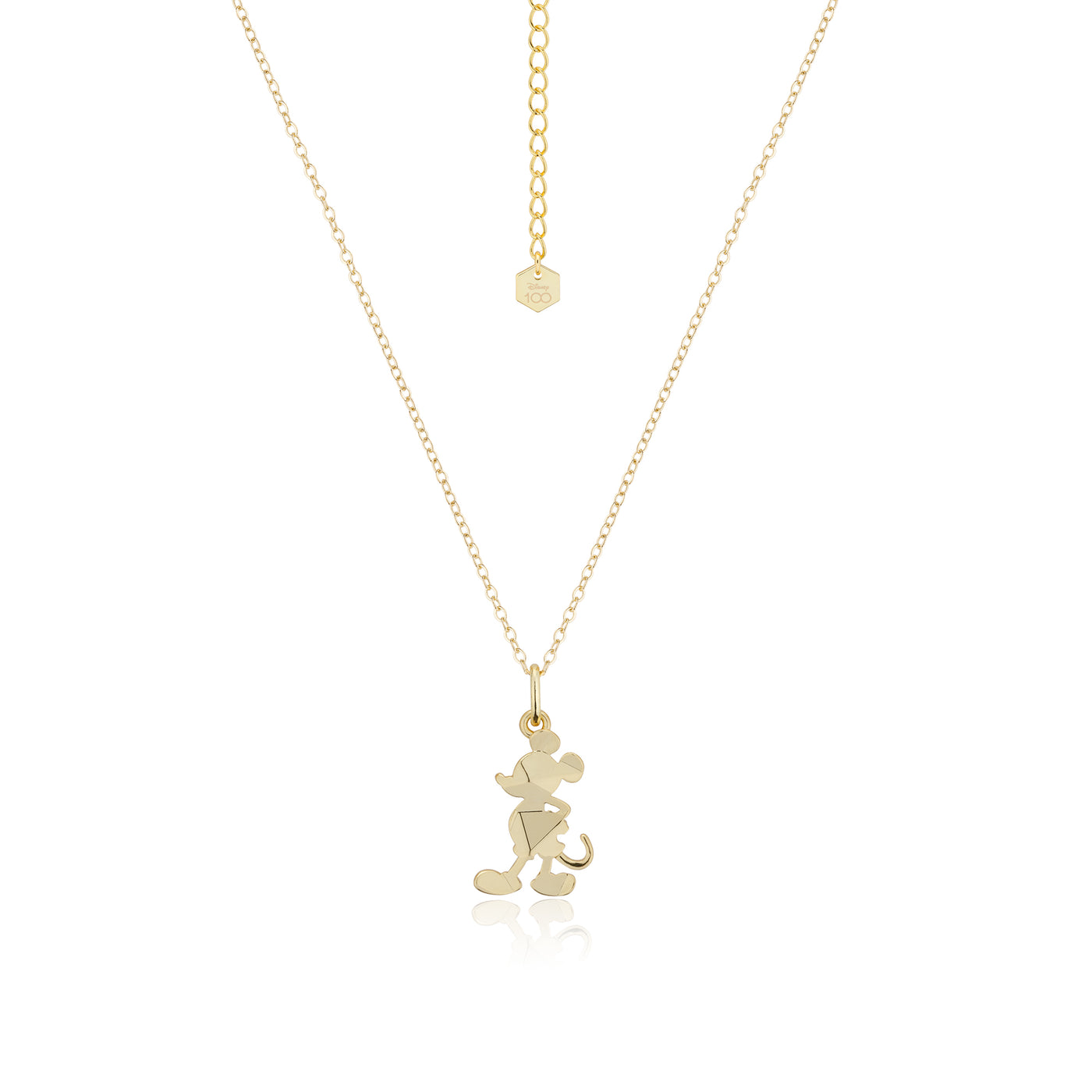 Yellow Gold Plated Disney 100 Mickey Mouse Facet Necklace