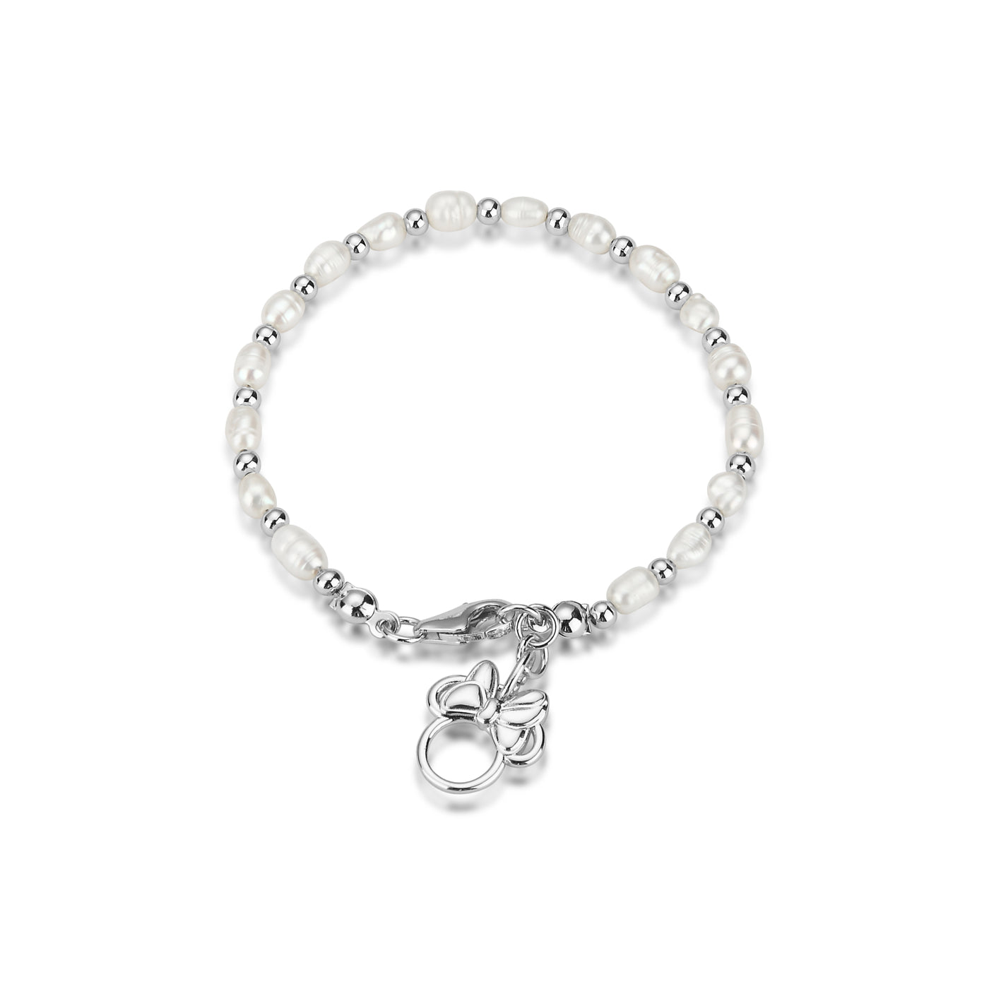 Sterling Silver Minnie Mouse Pearl Bracelet