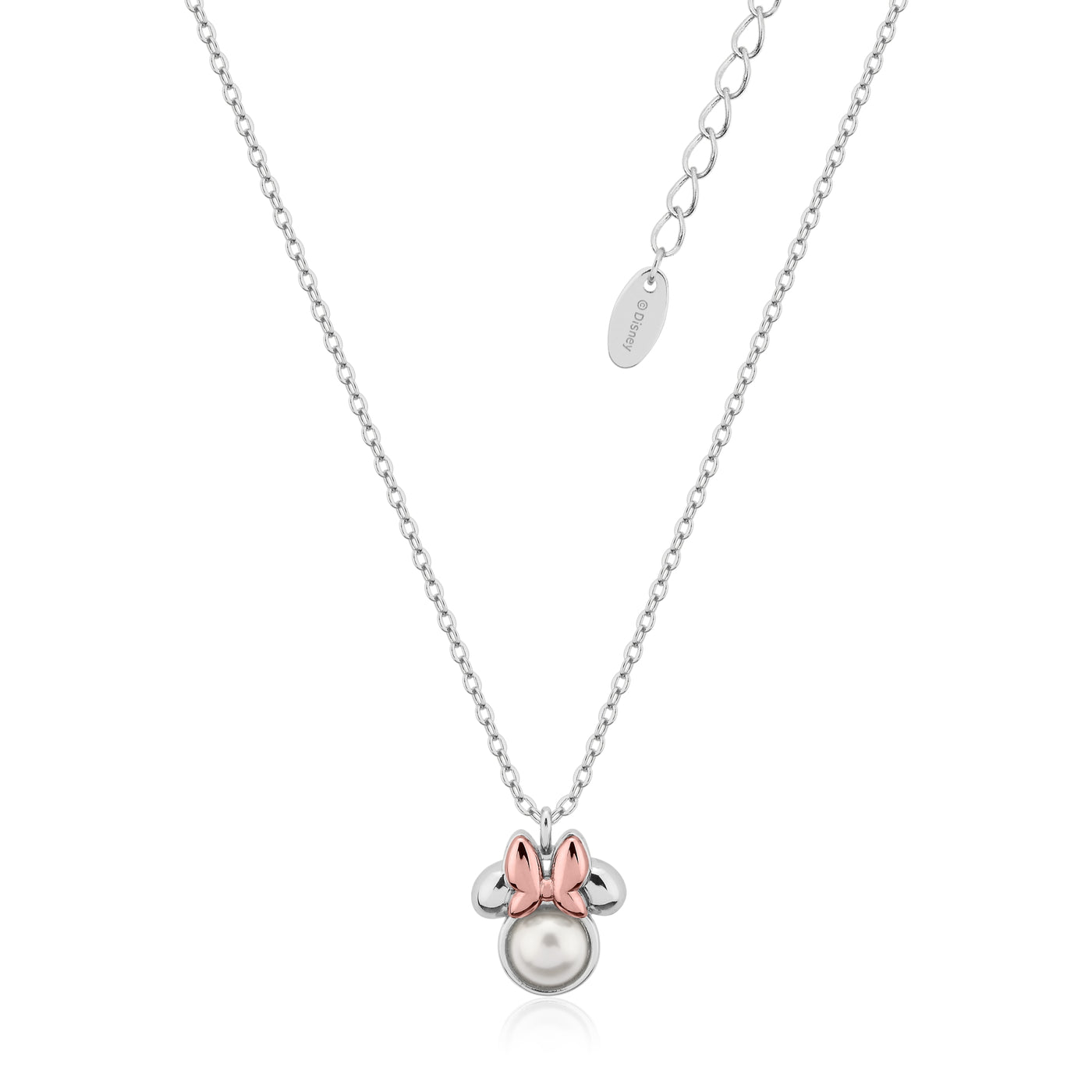White Gold Plated Minnie Mouse Pearl Necklace