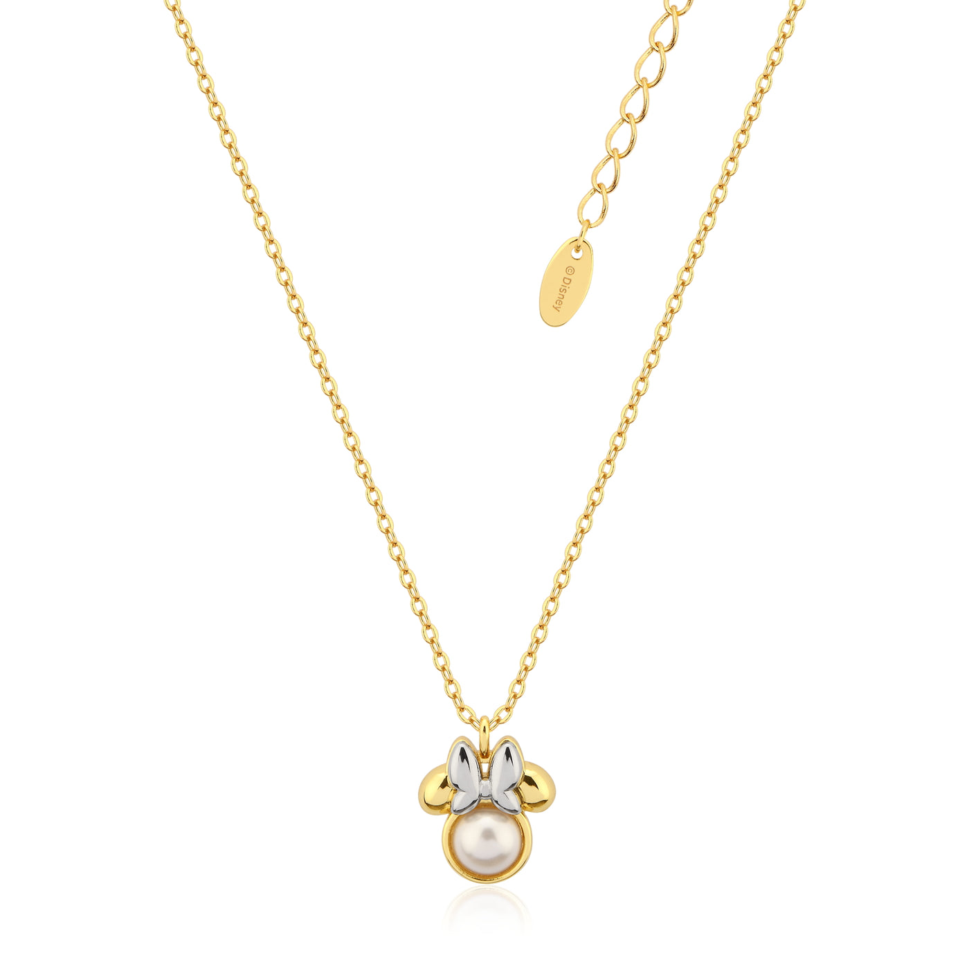 Yellow Gold Plated Minnie Mouse Pearl Necklace