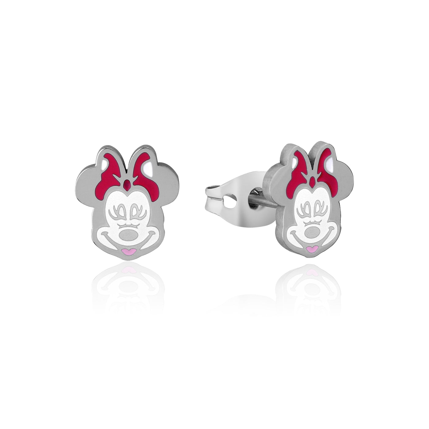 Silver Minnie Mouse Enamel Studs