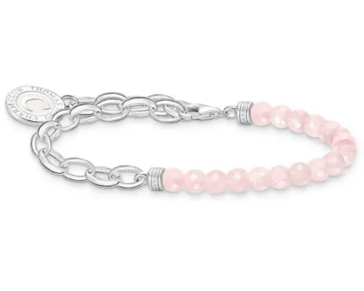 Sterling Silver Rose Quartz Belcher Bracelet 16-19cm