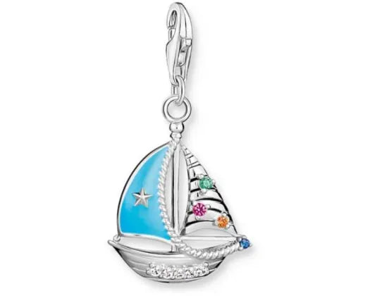 Charmista Charm Silver Enamel CZ Sail Boat