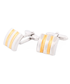 Brushed Rhodium with Gold Striped Cufflinks