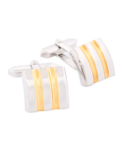 Brushed Rhodium with Gold Striped Cufflinks