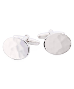 Polished Rhodium Plated Oval Cufflinks