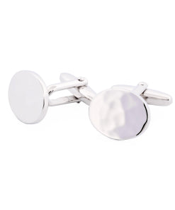 Polished Rhodium Plated Oval Cufflinks