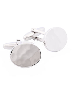 Polished Rhodium Plated Oval Cufflinks