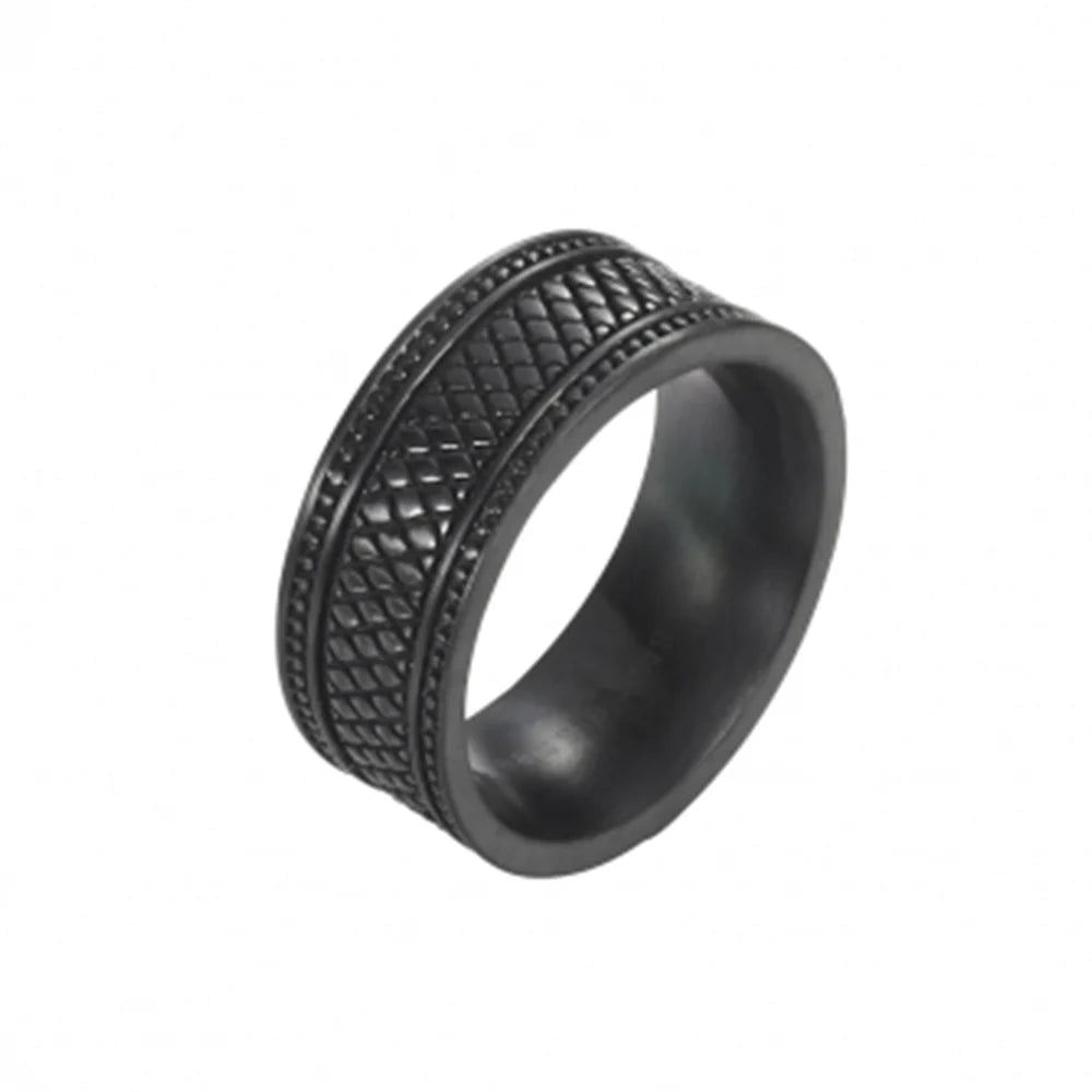 Cudworth IP Black Stainless Steel Pattern Ring SZ X