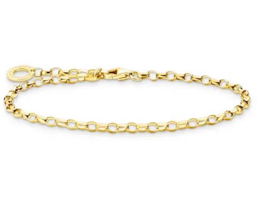 Thomas Sabo Gold Plated Belcher Charm Bracelet 15.5cm