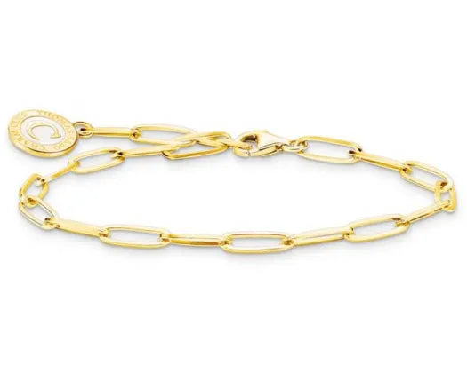Thomas Sabo Gold Plated Silver Long Link Charm Bracelet 19cm
