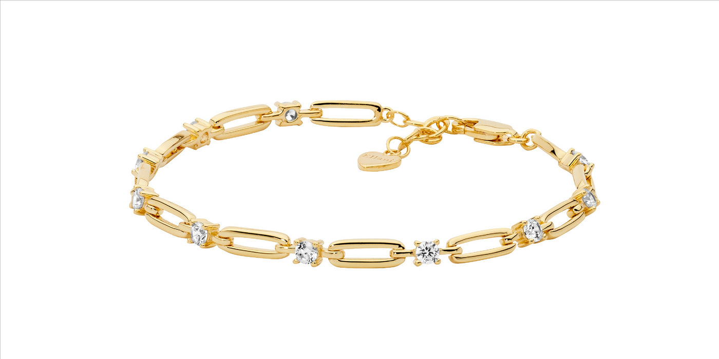 Paper Clip Bracelet with Cubic Zirconias