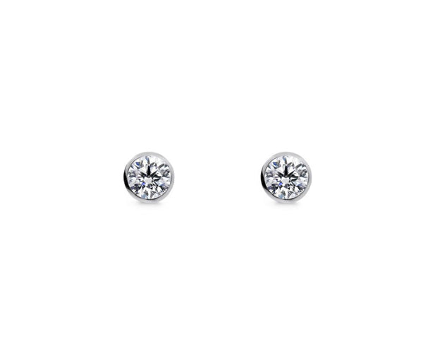 5mm Round Cubic Zirconia Bezel Set Studs