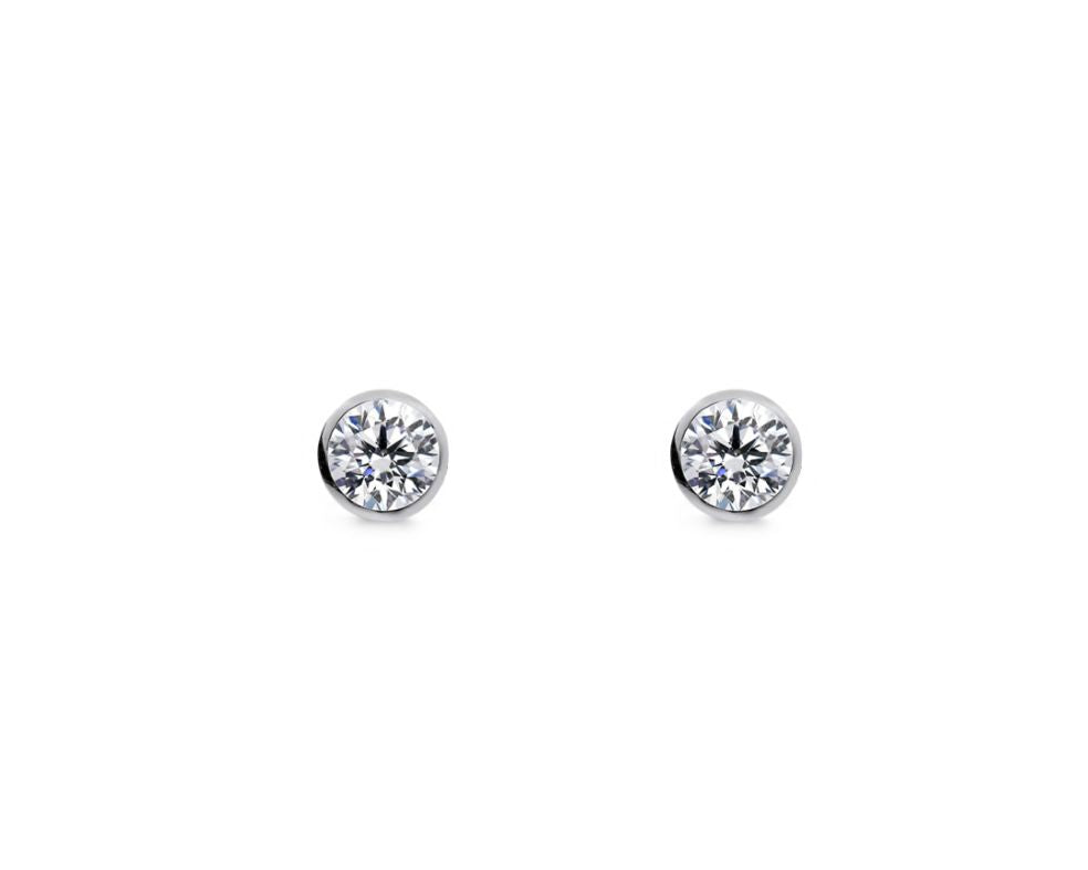 5mm Round Cubic Zirconia Bezel Set Studs