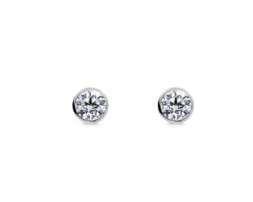 6mm Round Cubic Zirconia Bezel Set Studs
