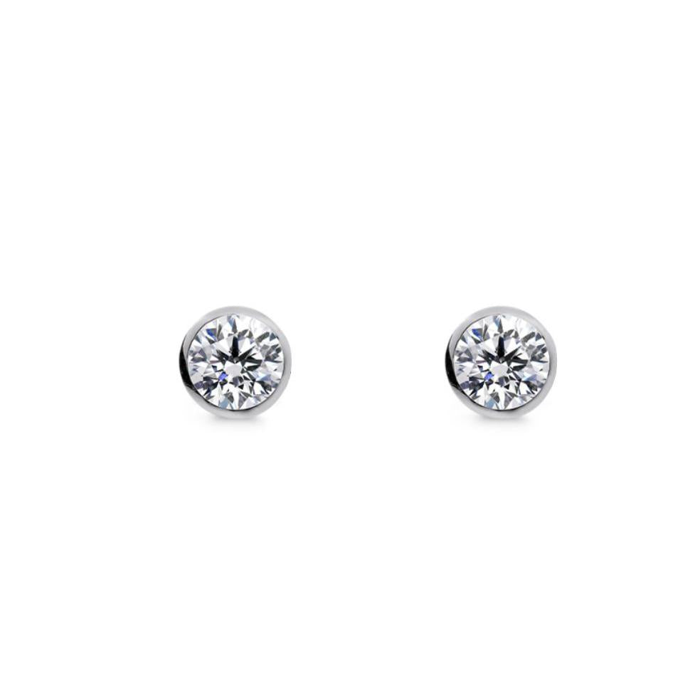 7mm Round Cubic Zirconia Bezel Set Studs
