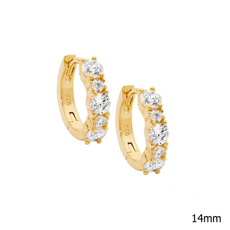 14mm Hoop White Cubic Zirconias Earrings