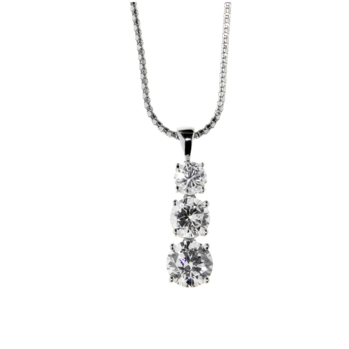 Gradual White Cubic Zirconia Claw Set Drop Pendant