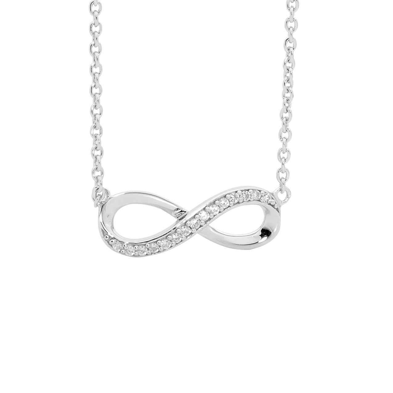 White Cubic Zirconia Infinity Pendant Necklet