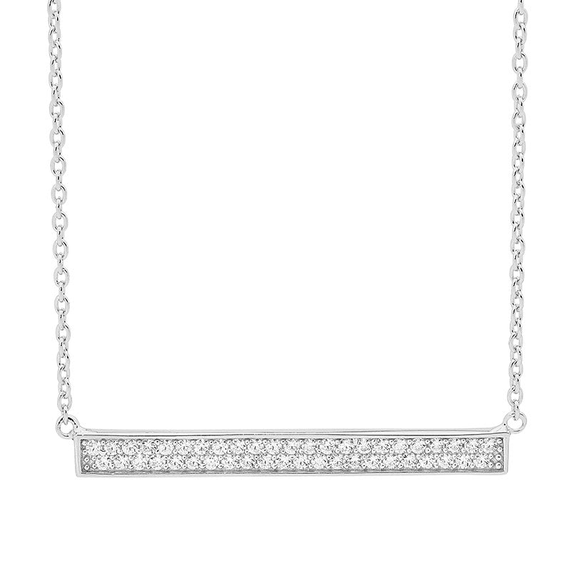 White Cubic Zirconia Bar Necklet