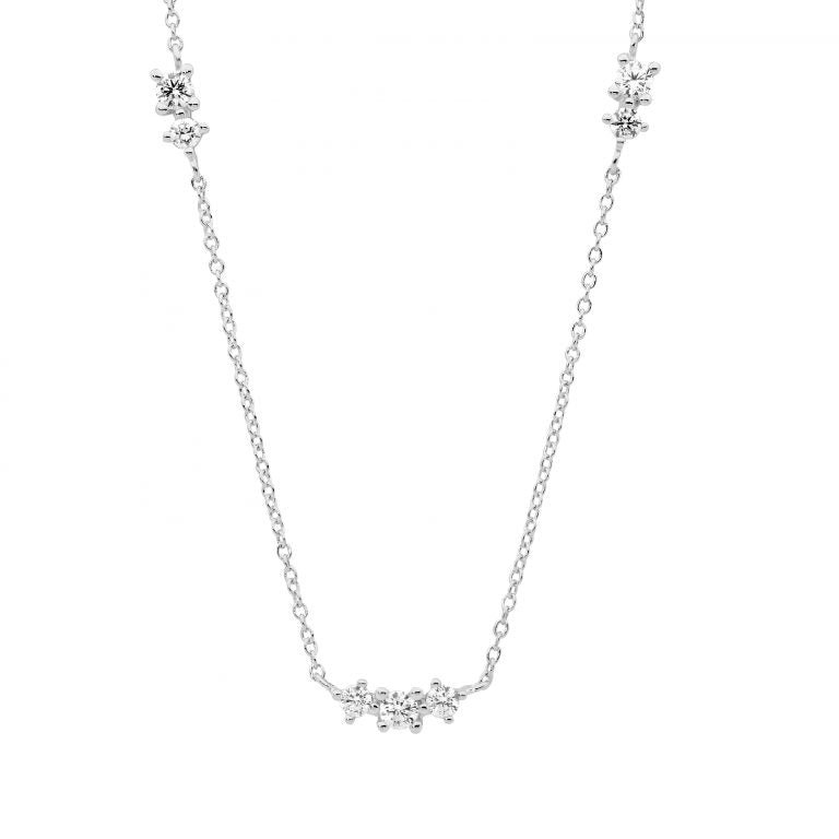 Staggered Set White Cubic Zirconias Necklace