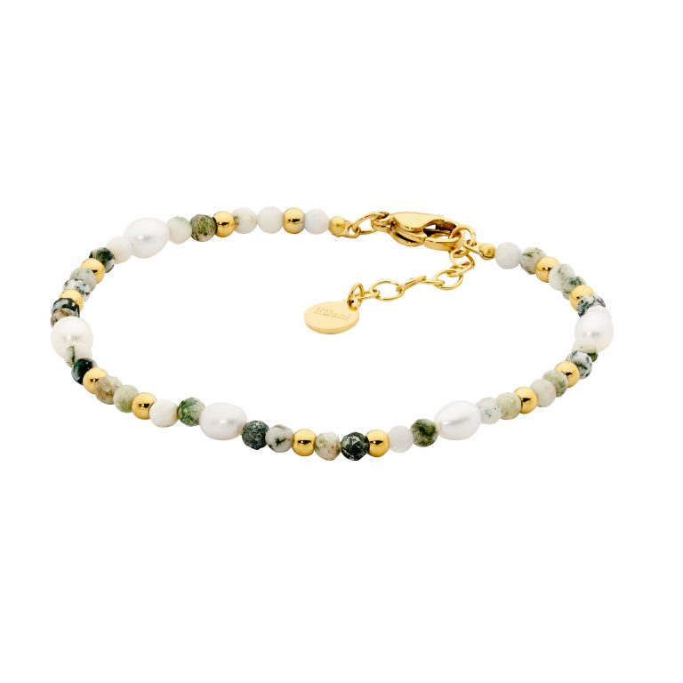 Tree Agate Beads With Freshwater Pearls Bracelet