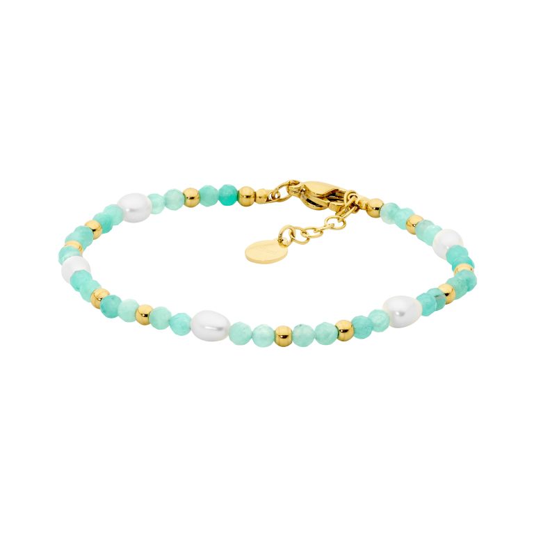 Amazonite Beads With Freshwater Pearls Bracelet