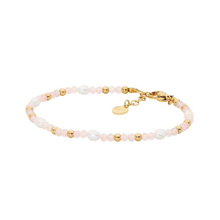 Rose Quartz Beads With Freshwater Pearls Bracelet