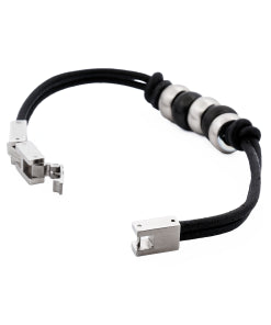 Black Beaded/Leather Bracelet