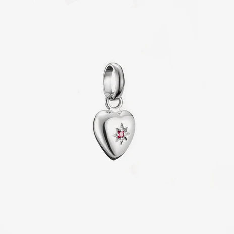 Charm Club Connect Silver Heart with Lab Ruby Star