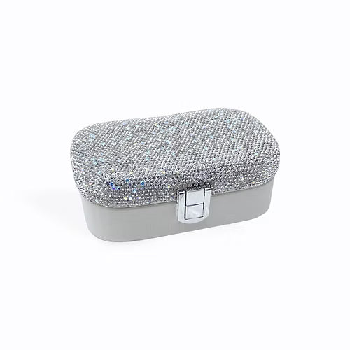 Small Leatherette Jewel Box with Diamontie Lid