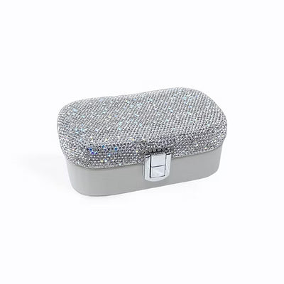 Small Leatherette Jewel Box with Diamontie Lid