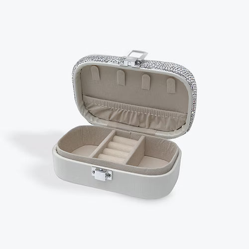 Small Leatherette Jewel Box with Diamontie Lid
