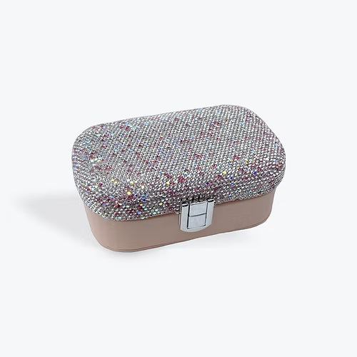 Small Leatherette Jewel Box with Diamontie Lid