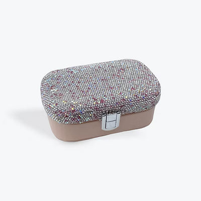 Small Leatherette Jewel Box with Diamontie Lid