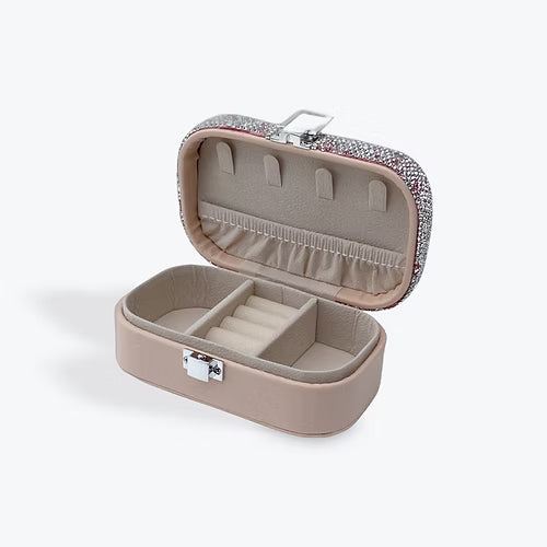 Small Leatherette Jewel Box with Diamontie Lid
