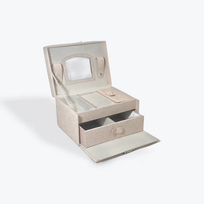 Pink Fern Design Fabric Jewellery Box