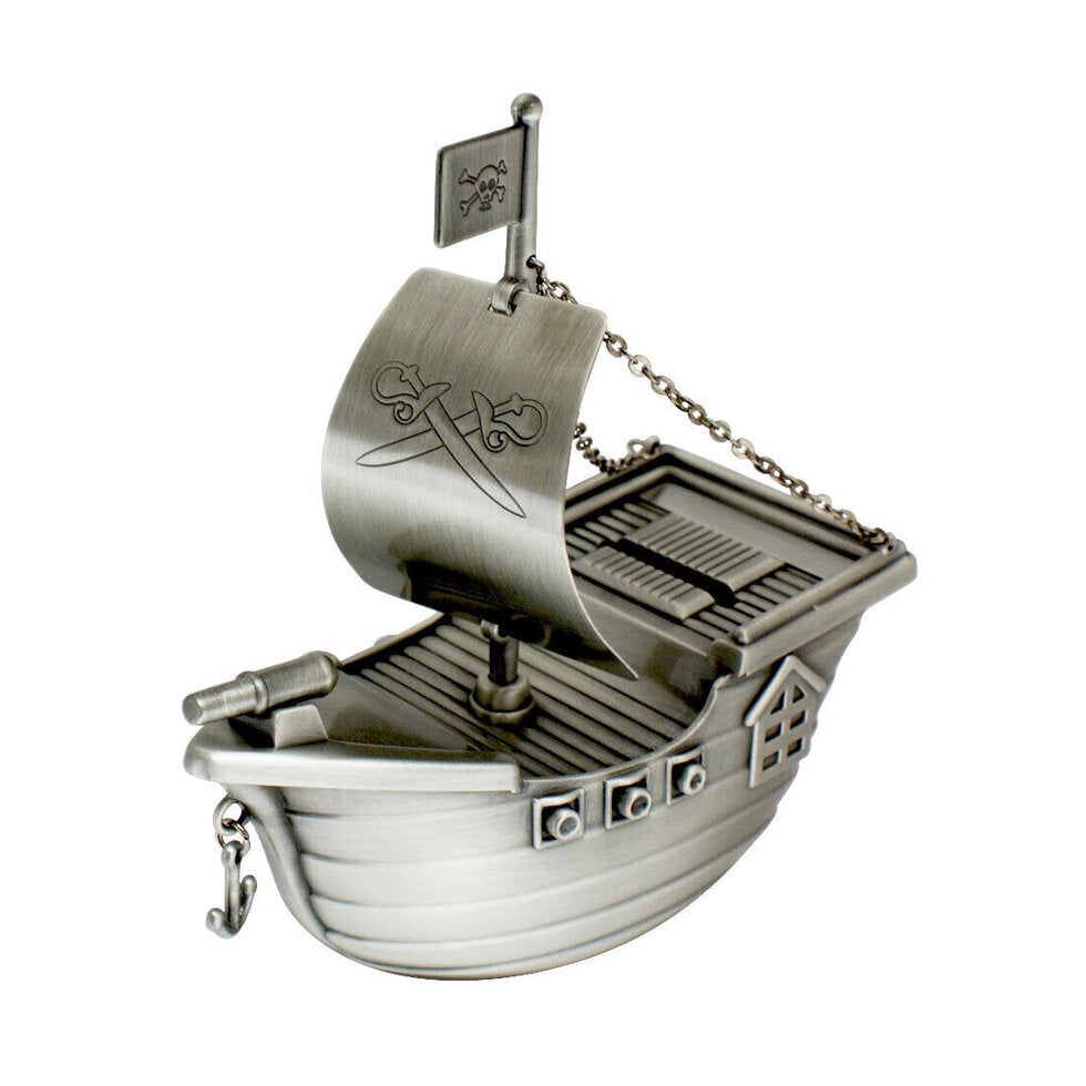 Pirate Ship Money Box Pewter