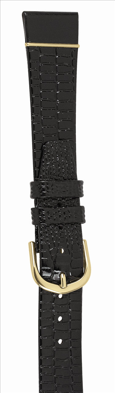 Watchband Black Royal Alligator Leather Strap 18mm